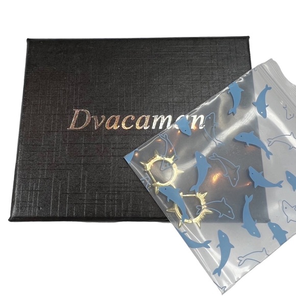 New Gold Tone Mini Hoop Huggie Rhinestone Spike Pierced Earrings - Picture 2 of 6